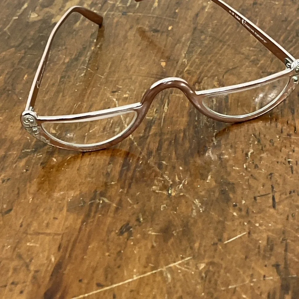 Vtg Retro Eyeglasses Reading glasses Frames Rose Gold Pink 5